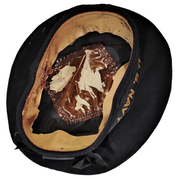 WWII–Korean War Era Formal Wool Cap – Size 6-1/2, Gold “U.S. NAVY” on Black Band - Picture 7 of 8